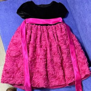 Black and Pink Floral Dress with Sash